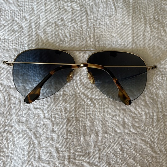 Victoria Beckham Black and Gold Aviator Glasses - Picture 3 of 8